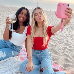 Red Show Me Your MuMu Baker Bodysuit NWT